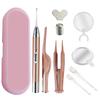 Cucharilla luminosa para oídos para niños, cucharilla luminosa recargable con lámpara, pinzas para oídos, clip para mocos de bebé, herramienta de silicona para limpiar oídos