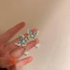 Aretes Colgantes de Mariposa Perla Pintura al Óleo Retro Francés Aretes Artísticos Antiguos Accesorios de Diseño Alto para Mujer