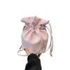 Bolsos para mujer, color puro, estilo extranjero, nuevo estilo coreano, bolso tipo cubo 2024, bolso bandolera de un solo hombro con cordón, pequeño, azul y blanco