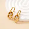 Pendientes Geométricos de Moda Europea y Americana, Pendientes Chapados en Oro de Acero de Titanio para Mujer, Pinzas para Orejas Simples y Versátiles Estilo Ins, Lujo Ligero y Sensación de Alta Gama