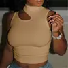 Transfronterizo Europeo y Americano I Nuevo Chaleco de Hombro Alto Elástico Base Fitness Camiseta Cuello Redondo Ajustado Chaleco Blanco sin Mangas ns