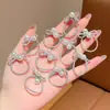 Goma para el pelo con lazo de perla plateada, única y elegante, para niñas, Cuerda para el pelo con anillo para el pulgar, dulce y genial
