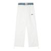 Pantalones casuales de dos piezas con costuras a cuadros y cintura doble, estilo retro americano, deportivos, rectos y modernos para hombre y mujer.