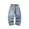 Pantalones Vaqueros Holgados de Mezclilla con Pliegues a la Rodilla Estilo Retro Japonés para Hombre Jeans Holgados Lavados K07112