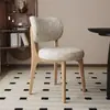 Cadeira de Jantar Nórdica em Madeira Maciça, Mesa de Jantar e Cadeiras Estilo Creme, Cadeira Simples Moderna Estofada em Tecido para Uso Doméstico, Banco para Hotel Restaurante