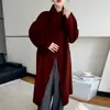 Abrigo de lana de corte holgado estilo coreano con cuello alto para mujer, nuevo corte holgado, talla grande, abrigo de cachemira doble faz, efecto adelgazante