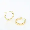 Textura geométrica pendientes de cobre chapados en oro de 18 quilates retro simple aro liso todo-partido diario tachuelas pendientes moda