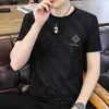 Camiseta Casual Masculina de Verão Nova Moda, Manga Curta, Gola Redonda, Tecido de Seda Gelada, Versátil, Soltinha