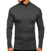 Camiseta de manga larga gruesa y cálida de cuello alto para hombre de otoño e invierno europeo y americano, camiseta interior para hombre de comercio exterior, estilo para hombre de terciopelo alemán con cuello semi-alto