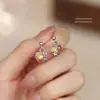 Pendientes de botón de plata S999 Color Dopamina Circonita Uva para Mujer Pequeños Frescos Dulces Lindos Accesorios de Pendientes de Lujo Ligero Personalidad
