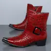 Estilo Metálico Europeo y Americano Otoño/Invierno 2026 Exportación Botines Cortos con Remaches Tacón Grueso Cremallera Lateral Moda 65917