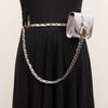 Cinturón Tejido Vintage Estilo Coreano para Mujer con Sentido del Diseño, Cinturón de Cuero, Faja para la Cintura, Accesorio de Bolso de Cintura, Bolso Colgante con Cadena, Bolso de Cintura