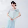 Nuevo Vestido Ligero de Gasa Etéreo Estilo Chino con Cuello Redondo, Mangas Murciélago, Decoración de Mariposa, Atuendo de Práctica de Danza Moderna para Movimientos Elegantes y Fluidos