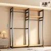 Arara de Roupas, Arara de Chão para Quarto, Arara Integrada para Closet Aberto, Unidade de Prateleira de Metal, Pode Ser Combinada com um Guarda-Roupa
