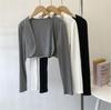 Cardigan tipo chal para mujer 2025 Verano Delgado Manga Larga Corto de Cintura Alta Cardigan Americano sin Botones Top para Mujer