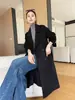 Abrigo de Lana Cruzado para Mujer 2026 Otoño e Invierno Estilo Coreano Suelto Largo Elegante Abrigo de Lana para Mujer