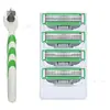 Aparelho de barbear manual de três lâminas para homens, aço inoxidável, cabeça de lâmina de aço fino substituível, suporte para aparelho de barbear facial