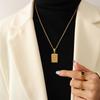 Cadena de clavícula con colgante cuadrado de 26 letras estilo hip hop de azúcar, acero de titanio PVD chapado en oro de 18 quilates, joyería europea y americana al por mayor