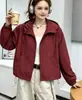 Chaqueta utilitaria corta con capucha para mujer, estilo coreano de otoño, corte holgado con cordón, chaqueta casual con cremallera para mujeres petite