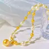 Estilo Ins 10mm Outono/Inverno Destaque Dourado Quente Pérola de Cristal Artificial Taiti Colar Corrente de Clavícula Corrente de Suéter Pingente