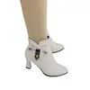 Nuevas botas cortas de otoño e invierno, con forro de felpa, tacones altos, detalle de lazo, punta fina, diseño moderno y versátil, cremallera lateral y uso cómodo. Estas cálidas botas de cuero son perfectas para mujeres