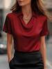 2025 Estación independiente Wish Amazon Export Style Camisa de cuello alto simple para mujer Ropa para mujer