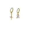 Aretes Asimétricos de Estrella con Forma de Arroz, Aretes de Estrella de Seis Puntas con Circonia de Alta Gama, Elegantes Aretes con Diseño de Apilamiento, Modernos