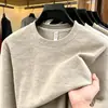 Moletom Masculino Jacquard Gola Redonda Manga Longa Primavera e Outono Camada Base Casual Pulôver Moda Estilo Coreano Moletom