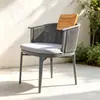 Silla de ratán para patio exterior, mesa y sillas de ocio, balcón al aire libre de jardín para el hogar, silla creativa con respaldo de cuerda para casa de huéspedes, mesa de café pequeña