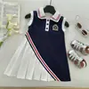 Vestido de Verano para Niña 2026 Vestido Chaleco sin Mangas con Lazo Grande para Niños Vestido de Princesa Azul Marino para Chica Universitaria