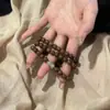 Nueva Pulsera Fresca de Doble Capa Pulsera de Madera Colocación de Madera Dongling Slub Pulsera Multicírculo para Niña Combinación con Todo
