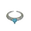 Anillo abierto de circonita aguamarina de color aguamarina, nuevo nicho transfronterizo, de lujo, ligero y de alta gama, joyería sencilla y combinable para mujer.