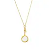 Collar Colgante de Lupa de Diseño de Nicho de Gama Alta para Mujer, Cadena para Clavícula Artística Francesa Vintage de Lujo Ligero, Versátil