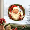Exquisita corona de Navidad Santa Claus pegatina electrostática para ventana, sin pegamento, no daña el cristal, decoración de ambiente festivo para ventanas de sala de estar