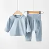 Pijama Térmico Infantil, Conjunto de Bebé de Cintura Alta Protectora de Vientre, Pantalones Pp Grandes, Ropa Interior Personalizable, Ropa de Otoño para Bebé, Ropa Térmica de Cintura Alta