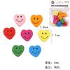 Pulsera de madera con forma de corazón para niños, collar y cuentas, con estampado de emoticonos, cuentas de madera, accesorios para cadena de mascotas