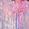 Cortina de seda con forma de lluvia mágica para puerta, fondo de pared para fiesta, cumpleaños de niños y adultos, borlas coloridas con nudo, decoración de boda