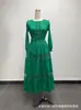 Miyake Miyake Moda Transfronteiriça Europeia e Americana Plus Size Feminino Outono Novo Recorte Renda Africana Slim Vestido
