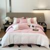 Conjunto de quatro peças bordado de algodão ecológico 2024, costura tridimensional, lençol de cama com estampa floral e princesa, capa de edredom