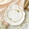 Pulseira de Trevo da Sorte de Quatro Folhas com Zircônia em Estoque Aço Titânio Não Desbota Nicho Exquisito Acessório Feminino Pulseira