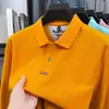 Camisa polo de algodón puro transfronteriza, nueva colección de otoño para hombre, de longitud media, camiseta de manga larga business casual, top para hombre, adecuada como camiseta interior