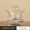 Juego de té Kung Fu de vidrio de borosilicato de alta calidad al por mayor, resistente al calor, antiescaldaduras, grueso, grande, juego de cuencos de tres piezas para el hogar