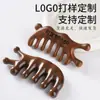 Pente de Massagem de Sândalo Dourado, Pente Meridianos com Cabeça de Cavalo-Marinho e Golfinho, Massageador Rake de Galhada com Cinco Bolas, Produto Cultural e Criativo com Logotipo Gravado
