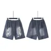 Hellstar Transfronteiriço Marca Tendência Europeia e Americana Verão Casual Esportivo Unissex Shorts Lavados Calças de Cinco Pontos