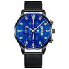Relógio de Pulso Masculino Quartz Wish Tendência Personalizada Escala Romana Falso Três Olhos Pulseira de Malha de Liga Relógio com Calendário Modelo Masculino