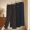 Pantalones para mujeres de mediana edad y mayores, pantalones largos casuales de primavera y otoño, nuevos pantalones rectos elásticos de cintura alta elegantes para madres y abuelas