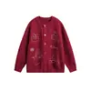 Roupas Vintage Outono/Inverno 2025 Tendência Casal Marca Suéter Cardigan Jacquard Unissex Estilo Preguiçoso Suéter de Tricô