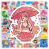 50 Pegatinas Lindas de Cristal Morado Graffiti Japonesas y Coreanas para Tazas de Agua, Cuadernos, Diarios, Patinetas, Cascos de Bicicleta