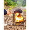 Parrilla de Acero Inoxidable para Barbacoa al Aire Libre, Fogata Plegable, Estufa de Leña para Barbacoa, Estufa de Calefacción para Camping, Parrilla de Carbón