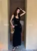 Com Xale Gengibre Estilo Europeu Retro Discreto Slim Fit Justo ao Corpo Vestido em Linha A